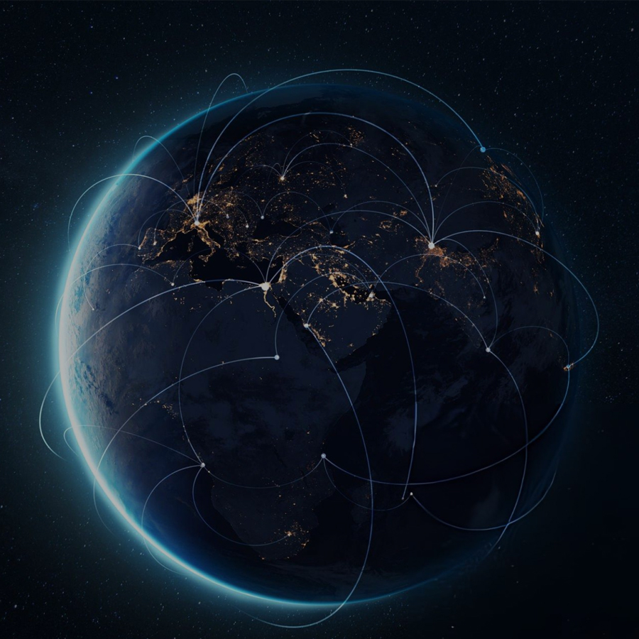 Global logistics network with interconnected lines and nodes
